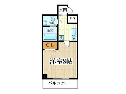 ティーオコート北野(1K/3階)の間取り写真