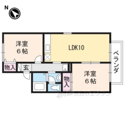 セジュール津ノ国B棟(2LDK/2階)の間取り写真