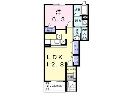 サンライズC(1LDK/1階)の間取り写真