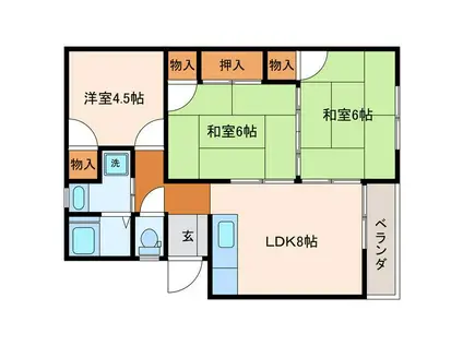 白土ハイツ(3LDK/2階)の間取り写真