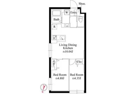 グランパセオ大岡山(2LDK/1階)の間取り写真