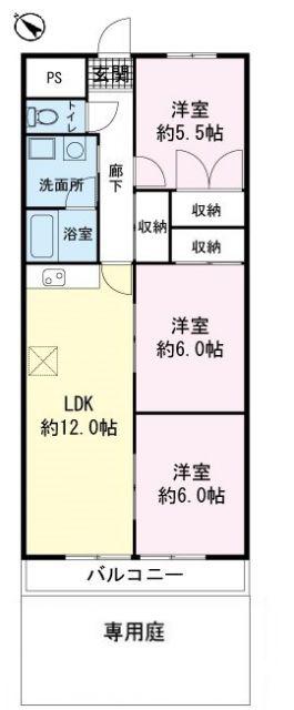 メゾン興国(3LDK/2階)の間取り写真
