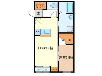 HORIZON(1LDK/1階)の間取り写真