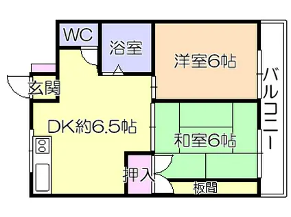 アザレアハイツ蒲池(2DK/2階)の間取り写真
