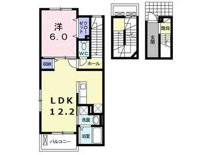 アルコバレーノB(1LDK/3階)の間取り写真