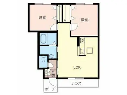 シャーメゾンヒルズ(2LDK/1階)の間取り写真