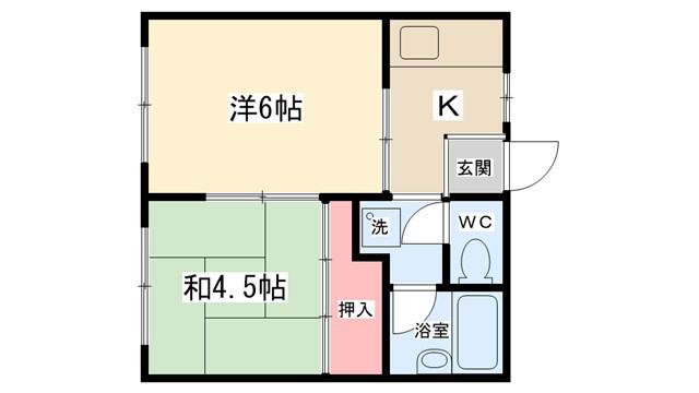 ドリームハイツ(2K/2階)の間取り写真
