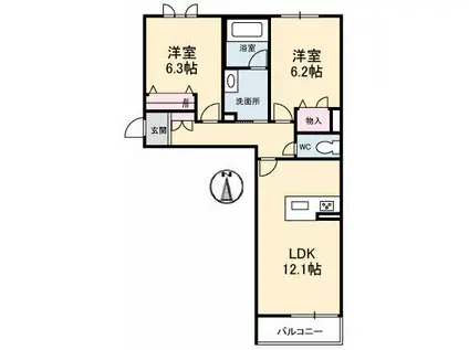 ブリリアントコート(2LDK/1階)の間取り写真