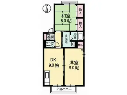 レーベン板野A(2DK/2階)の間取り写真