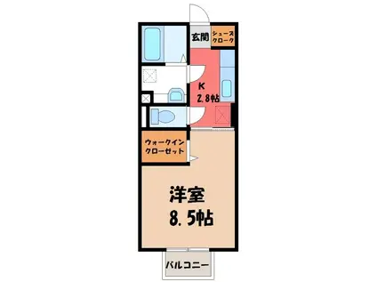 プレシャス前橋B(1K/2階)の間取り写真