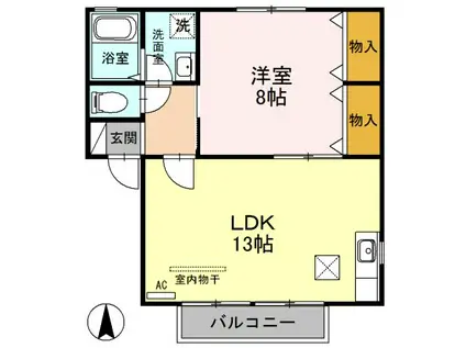 アビイロード II(1LDK/1階)の間取り写真