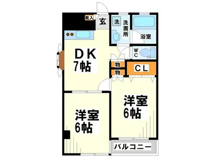 エクセル宮ノ上(2DK/2階)の間取り写真