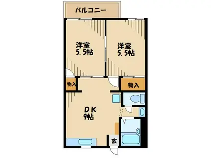 ヴェルドミールIII番館(2DK/1階)の間取り写真