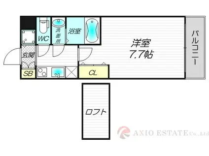 セントレジス新大阪(1K/2階)の間取り写真