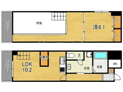 ロネスタ新深江(1LDK/10階)の間取り写真