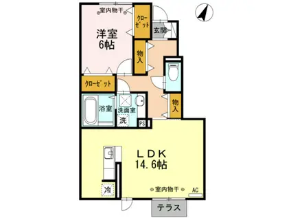 ドエル22A棟・B棟・C棟(1LDK/1階)の間取り写真