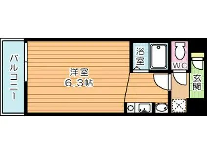 ベルガ中津口(ワンルーム/9階)の間取り写真