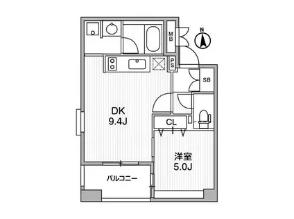 クリオ三田ラ・モード(1DK/8階)の間取り写真