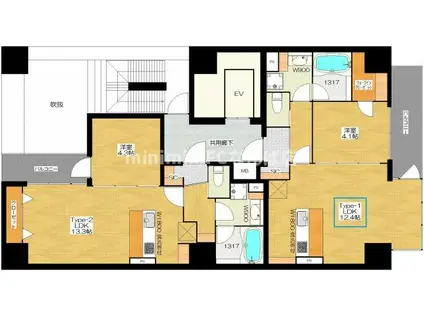 BRAVE常盤町(1LDK/5階)の間取り写真