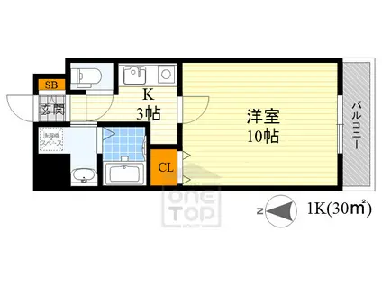 エクセルシオ春日(1K/1階)の間取り写真