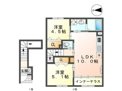 グラン・レセルバ浦和(2LDK/2階)の間取り写真