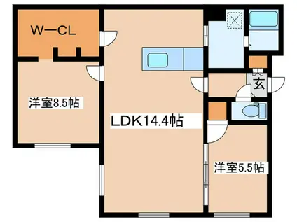 RESIDENCE SAPPORO KOULU(2LDK/2階)の間取り写真