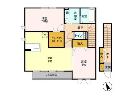 カーサビスタB(2LDK/2階)の間取り写真
