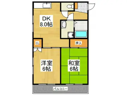 パールコート(2DK/3階)の間取り写真