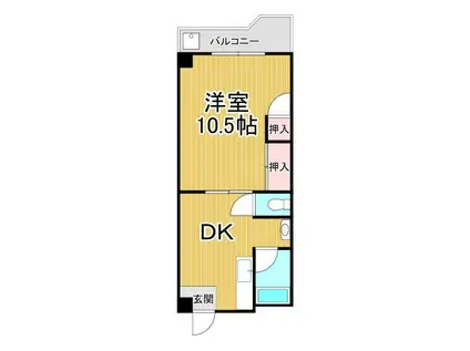 松俊ハイツ(1DK/3階)の間取り写真