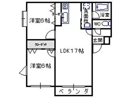 ポコ・ア・ポコA棟(2LDK/3階)の間取り写真