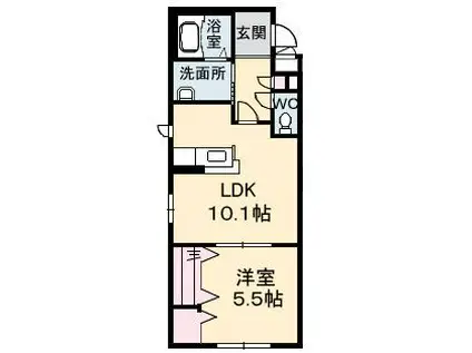 リヴュール(1LDK/1階)の間取り写真