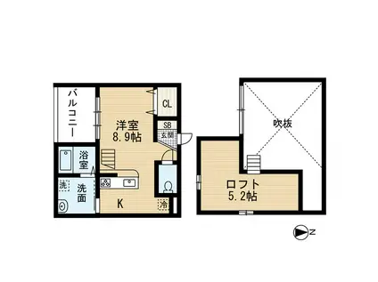 FAIRY烏森(1K/2階)の間取り写真