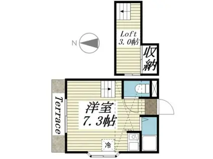 ココパームス(ワンルーム/1階)の間取り写真