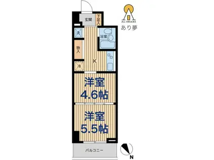 メゾン・デュ・オーラ山下町(2K/8階)の間取り写真