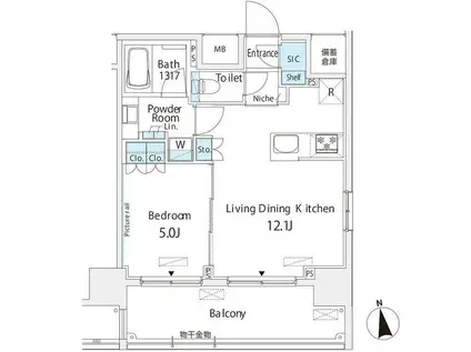 ベルヴュー浅草橋(1LDK/6階)の間取り写真