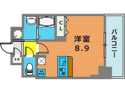 ファーストフィオーレ三宮イーストII(1K/2階)の間取り写真