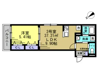 ＪＲ総武本線 都賀駅 徒歩13分 3階建 新築(1LDK/2階)の間取り写真