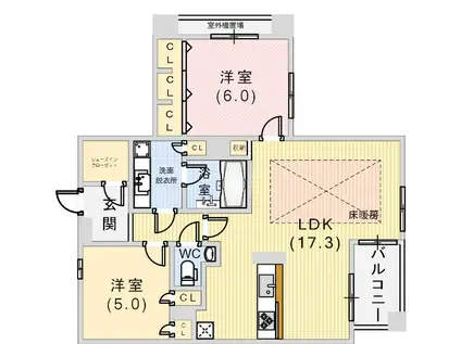 リベール三宮ミッドキャスト(2LDK/8階)の間取り写真