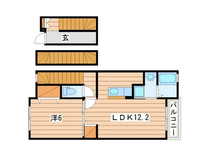 パームツリーII(1LDK/3階)の間取り写真