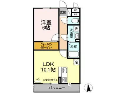 BLESS戸塚弥生台ブレス(1LDK/1階)の間取り写真