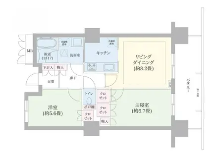 豊洲シエルタワー(2LDK/5階)の間取り写真