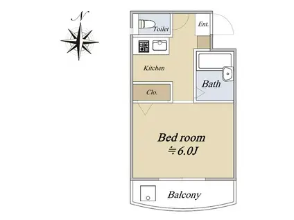 カーサフェリーチェ(ワンルーム/2階)の間取り写真