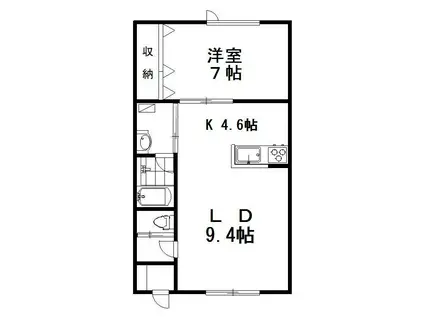 ソレイユ鶴ヶ岱(1LDK/2階)の間取り写真