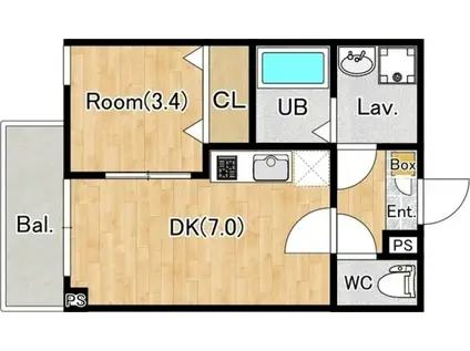 ジーメゾン所沢若狭エスポワール(1DK/1階)の間取り写真