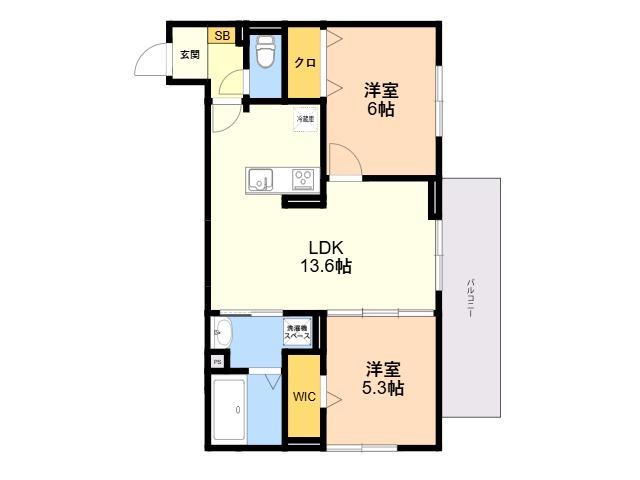D-ROOM平田台(2LDK/3階)の間取り写真