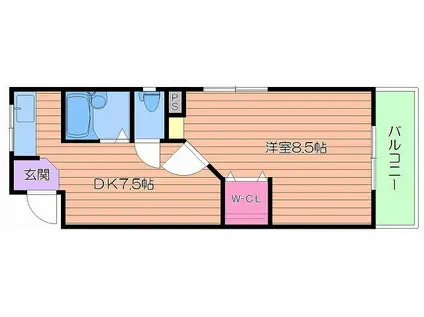 第1下前マンション(1DK/2階)の間取り写真