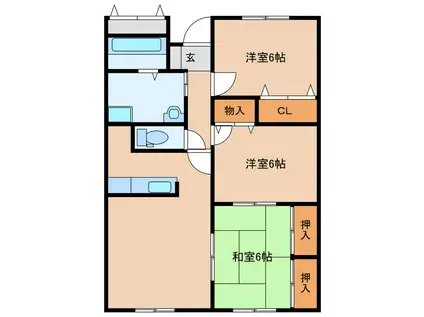 グリーンハイツ琴崎(3LDK/2階)の間取り写真