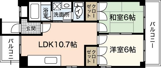 フリーダム舟入本町(2LDK/9階)の間取り写真