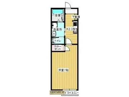 ハミング東須恵(1K/1階)の間取り写真