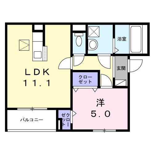 ポルテボヌール本牧(1LDK/1階)の間取り写真